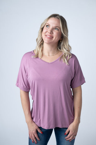 IN STOCK Bamboo V Neck Tee - Pink
