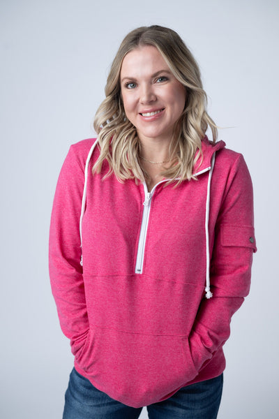IN STOCK Pixie Pocket Halfzip Hoodie - Hot Pink