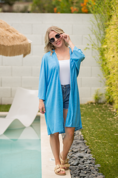 IN STOCK Ellie Cover-Up Kimono - Light Blue - Pumpkin Patch Co