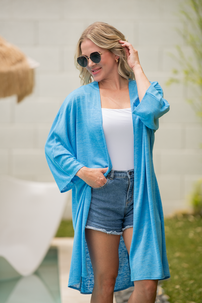 IN STOCK Ellie Cover-Up Kimono - Light Blue - Pumpkin Patch Co
