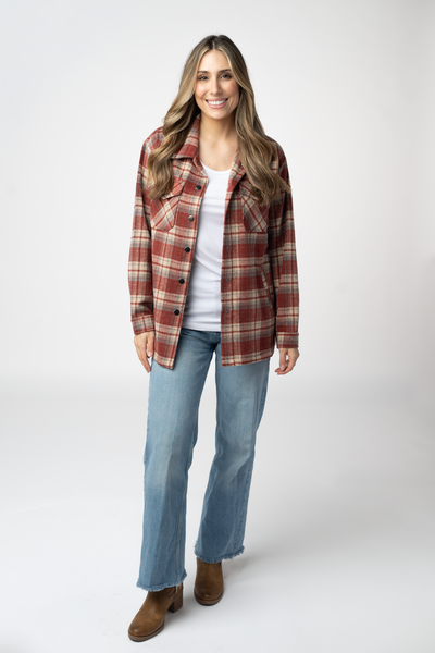 IN STOCK Norah Shacket - Brick Plaid - Pumpkin Patch Co