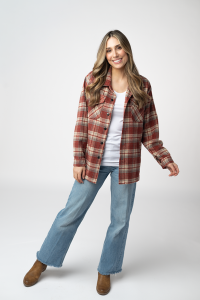 IN STOCK Norah Shacket - Brick Plaid - Pumpkin Patch Co