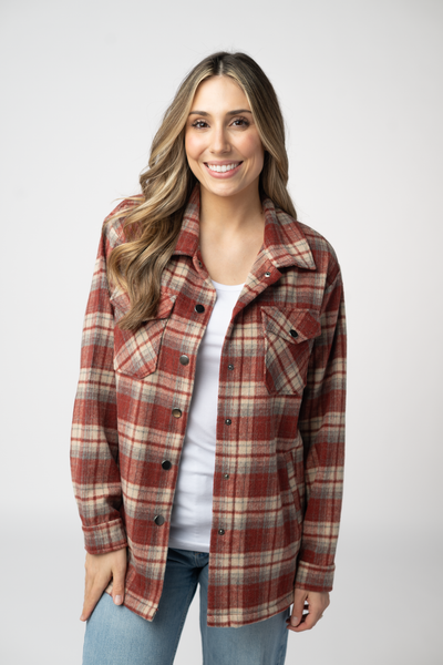 IN STOCK Norah Shacket - Brick Plaid - Pumpkin Patch Co