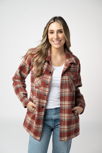 IN STOCK Norah Shacket - Brick Plaid - Pumpkin Patch Co