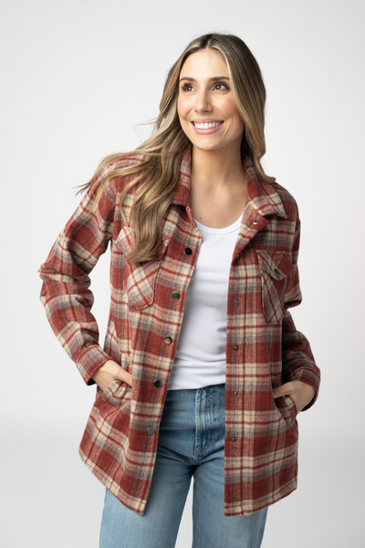 IN STOCK Norah Shacket - Brick Plaid - Pumpkin Patch Co