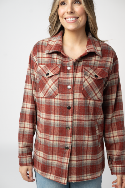 IN STOCK Norah Shacket - Brick Plaid - Pumpkin Patch Co