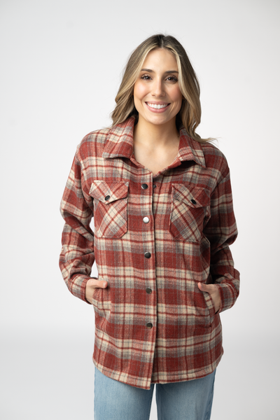 IN STOCK Norah Shacket - Brick Plaid - Pumpkin Patch Co