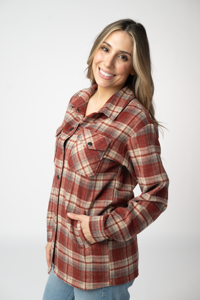 IN STOCK Norah Shacket - Brick Plaid - Pumpkin Patch Co