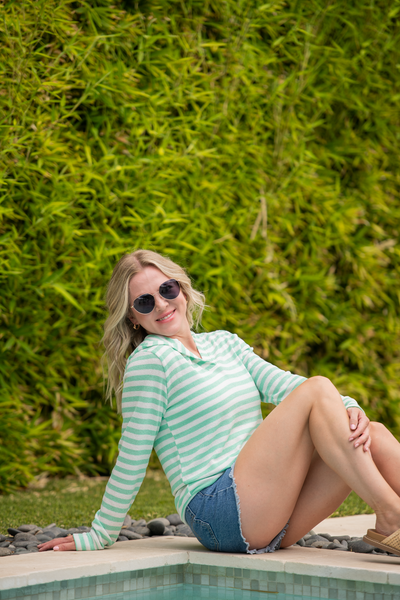 IN STOCK Amelia Striped Hoodie - Green - Pumpkin Patch Co