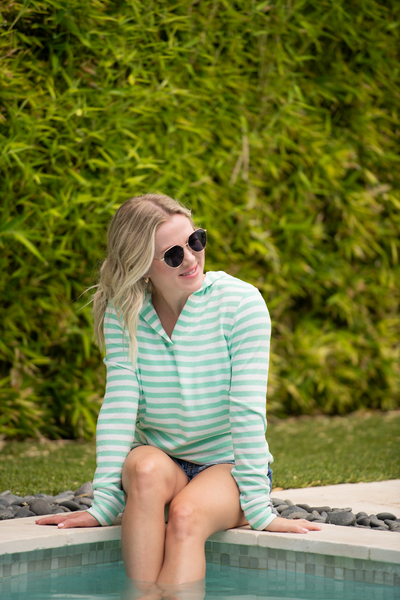 IN STOCK Amelia Striped Hoodie - Green - Pumpkin Patch Co
