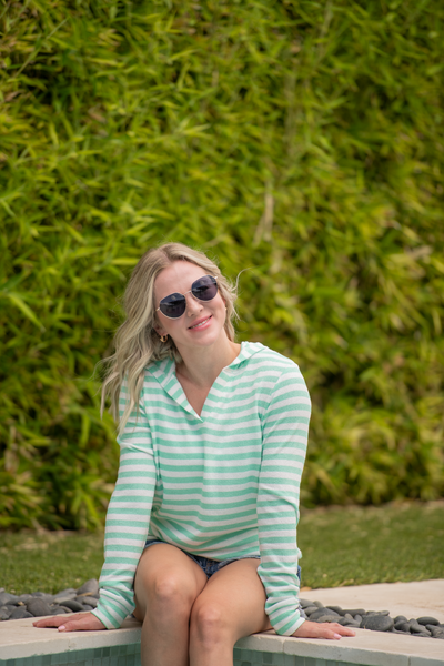 IN STOCK Amelia Striped Hoodie - Green - Pumpkin Patch Co