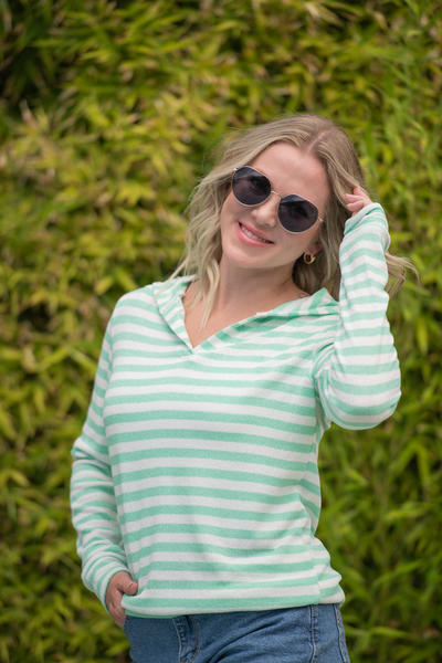 IN STOCK Amelia Striped Hoodie - Green - Pumpkin Patch Co