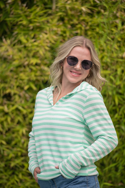 IN STOCK Amelia Striped Hoodie - Green - Pumpkin Patch Co