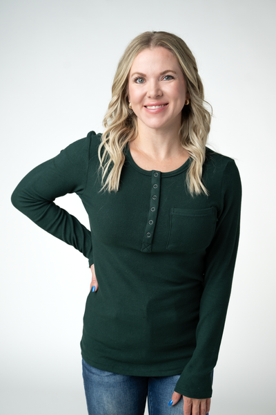IN STOCK Georgia Long Sleeve Top - Evergreen
