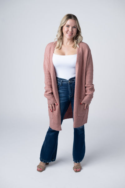 IN STOCK Madison Cozy Cardigan - Dusty Rose - Pumpkin Patch Co