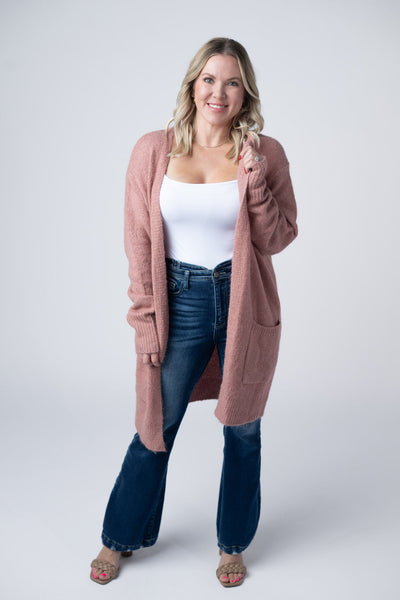 IN STOCK Madison Cozy Cardigan - Dusty Rose - Pumpkin Patch Co