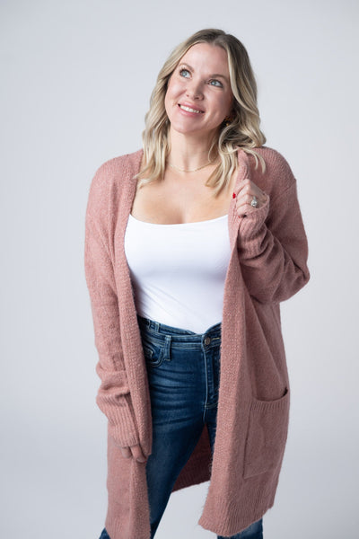 IN STOCK Madison Cozy Cardigan - Dusty Rose - Pumpkin Patch Co