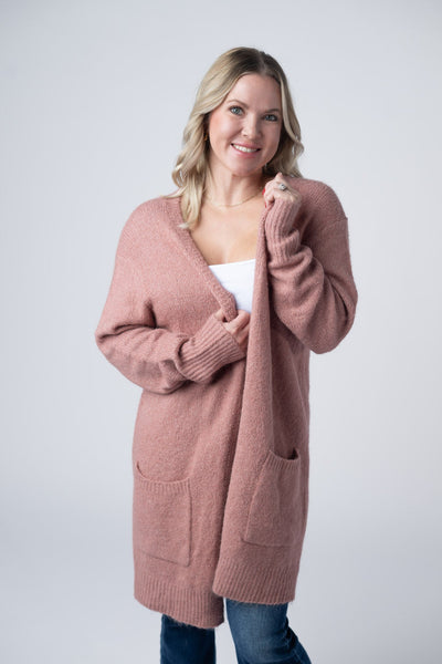 IN STOCK Madison Cozy Cardigan - Dusty Rose - Pumpkin Patch Co