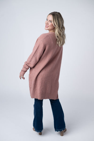 IN STOCK Madison Cozy Cardigan - Dusty Rose - Pumpkin Patch Co