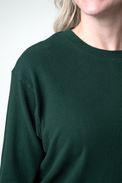 IN STOCK Corrine Ribbed Pullover Top - Evergreen