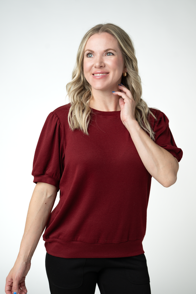 IN STOCK Katie Cozy Top - Cranberry
