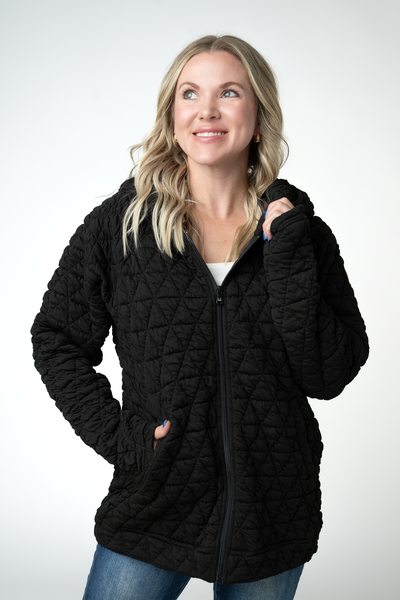 IN STOCK Geometric Fullzip Hoodie - Black