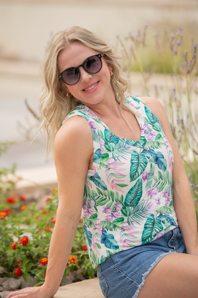 IN STOCK Noelle Tank - Tropical Leaf - Pumpkin Patch Co