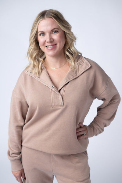 IN STOCK Jesse Vintage Wash Snap Pullover - Tan - Pumpkin Patch Co