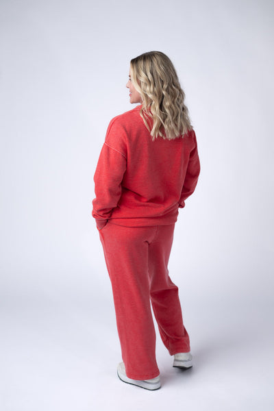 IN STOCK Wide Leg Vintage Wash Bottoms - Red - Pumpkin Patch Co