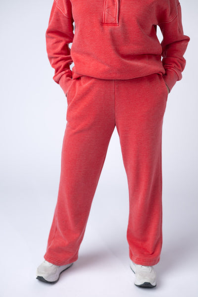 IN STOCK Wide Leg Vintage Wash Bottoms - Red - Pumpkin Patch Co