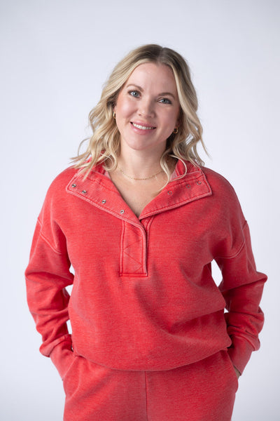 IN STOCK Jesse Vintage Wash Snap Pullover - Red - Pumpkin Patch Co