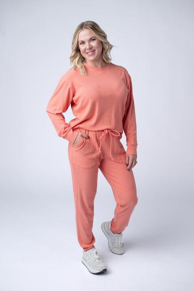 IN STOCK Corrine Ribbed Pullover Top - Coral - Pumpkin Patch Co