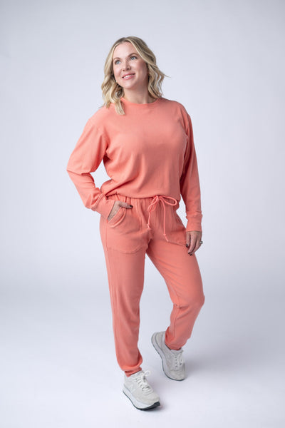 IN STOCK Corrine Ribbed Pullover Top - Coral - Pumpkin Patch Co