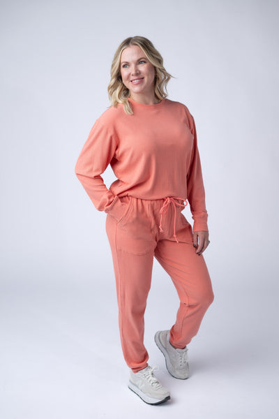 IN STOCK Corrine Ribbed Pullover Top - Coral - Pumpkin Patch Co