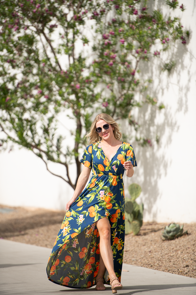 IN STOCK Harley High-Low Dress - Navy Citrus - Pumpkin Patch Co