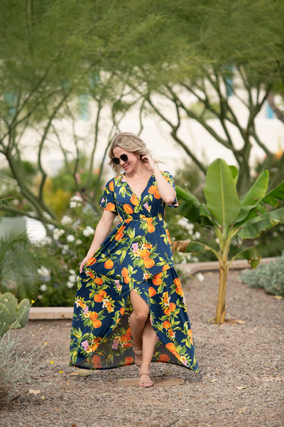 IN STOCK Harley High-Low Dress - Navy Citrus - Pumpkin Patch Co