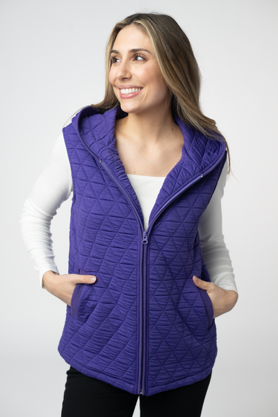 IN STOCK Heather Geometric Hooded Vest - Purple - Pumpkin Patch Co