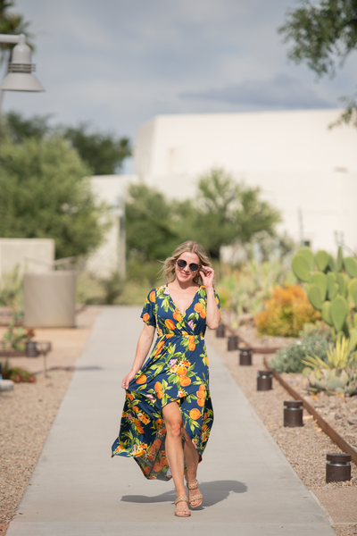 IN STOCK Harley High-Low Dress - Navy Citrus - Pumpkin Patch Co