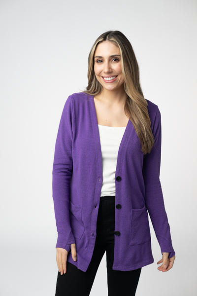 IN STOCK Cori Cardigan - Heathered Purple - Pumpkin Patch Co