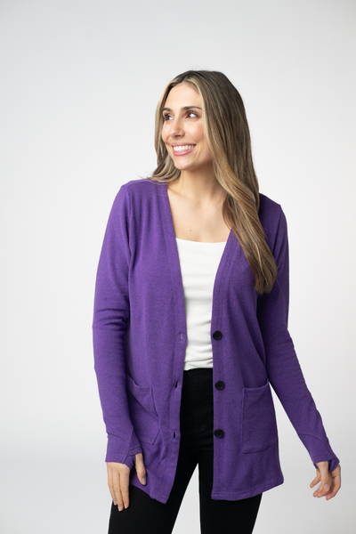 IN STOCK Cori Cardigan - Heathered Purple - Pumpkin Patch Co