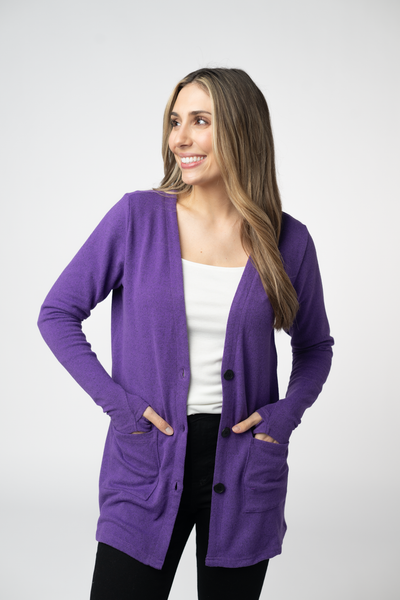 IN STOCK Cori Cardigan - Heathered Purple - Pumpkin Patch Co