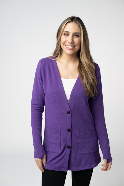 IN STOCK Cori Cardigan - Heathered Purple - Pumpkin Patch Co