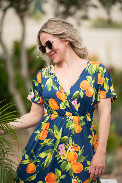 IN STOCK Harley High-Low Dress - Navy Citrus - Pumpkin Patch Co