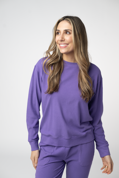 IN STOCK Corrine Ribbed Pullover Top - Purple - Pumpkin Patch Co