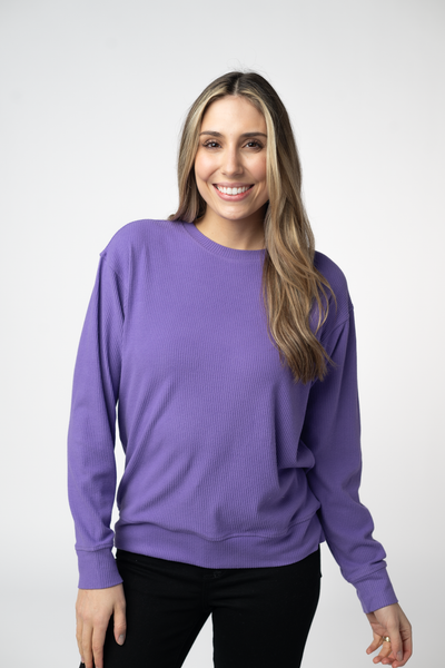IN STOCK Corrine Ribbed Pullover Top - Purple - Pumpkin Patch Co