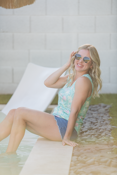 IN STOCK Noelle Tank - Aqua Palm - Pumpkin Patch Co
