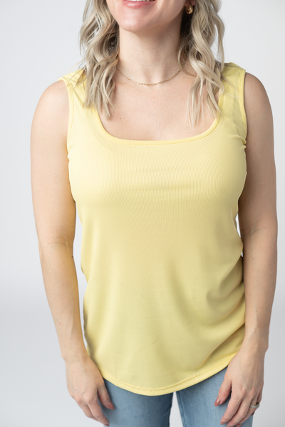 IN STOCK Rachel Ribbed Tank - Yellow - Pumpkin Patch Co