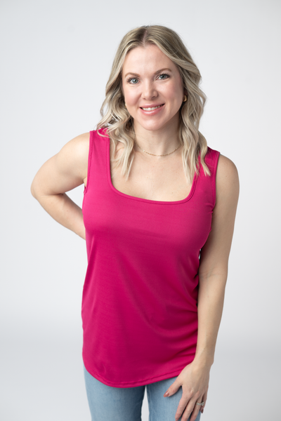IN STOCK Rachel Ribbed Tank -  Hot Pink - Pumpkin Patch Co