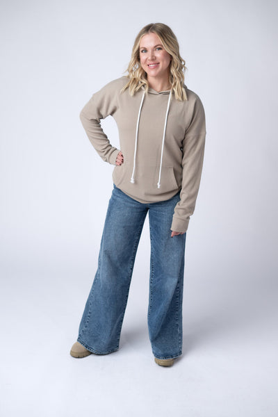 IN STOCK Kacey Ribbed Hoodie - Mocha - Pumpkin Patch Co