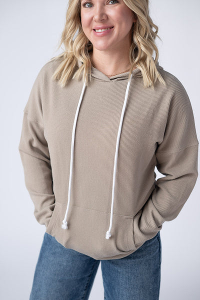 IN STOCK Kacey Ribbed Hoodie - Mocha - Pumpkin Patch Co